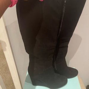 Black Tall Suede Boots